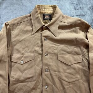 Vintage 50s Woolrich Work Shirt Mens L Button Down 1951 Pockets 100% Virgin Wool